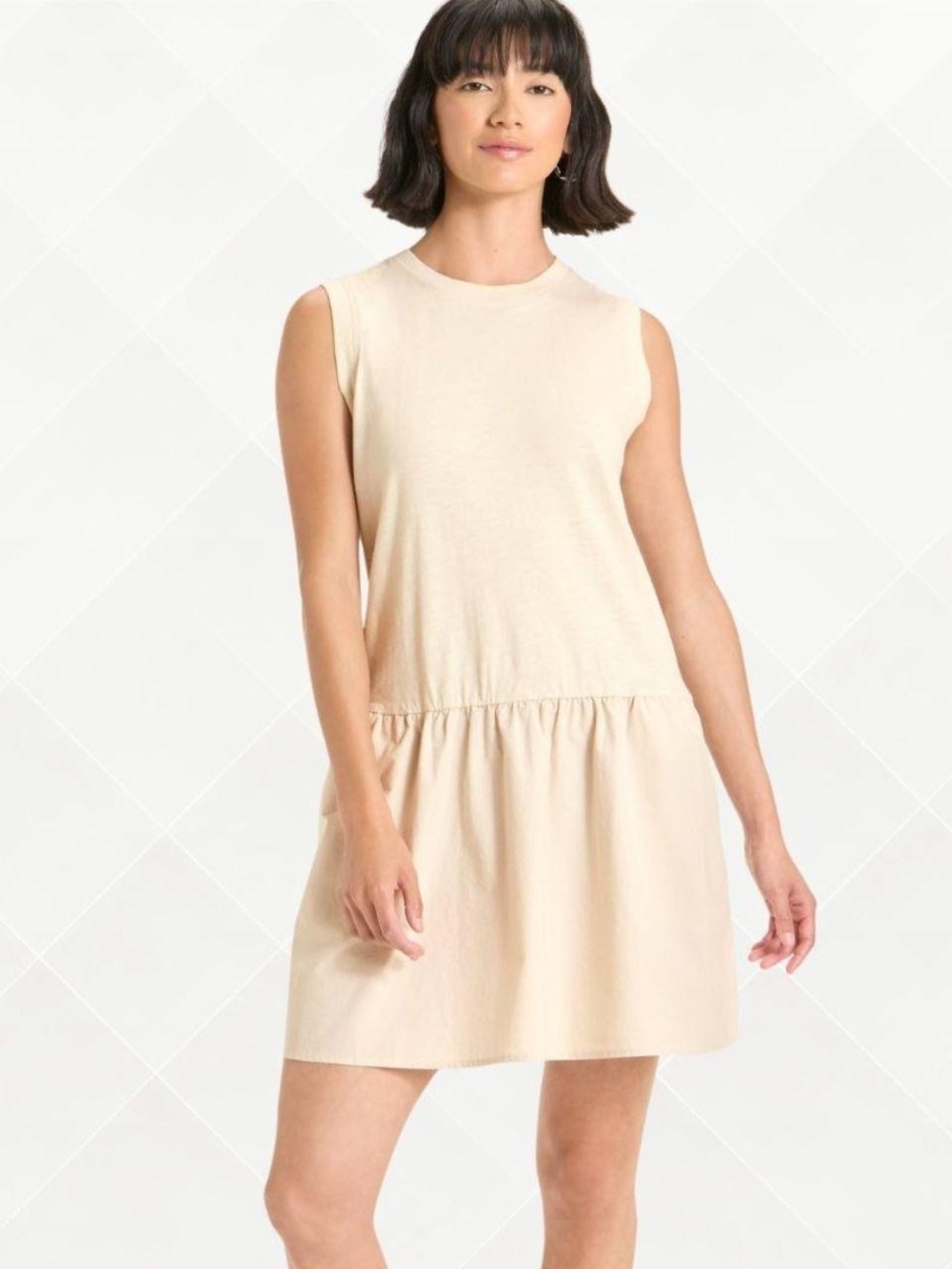 Universal Thread Sleeveless Cream Drop-Waist Mini Dress